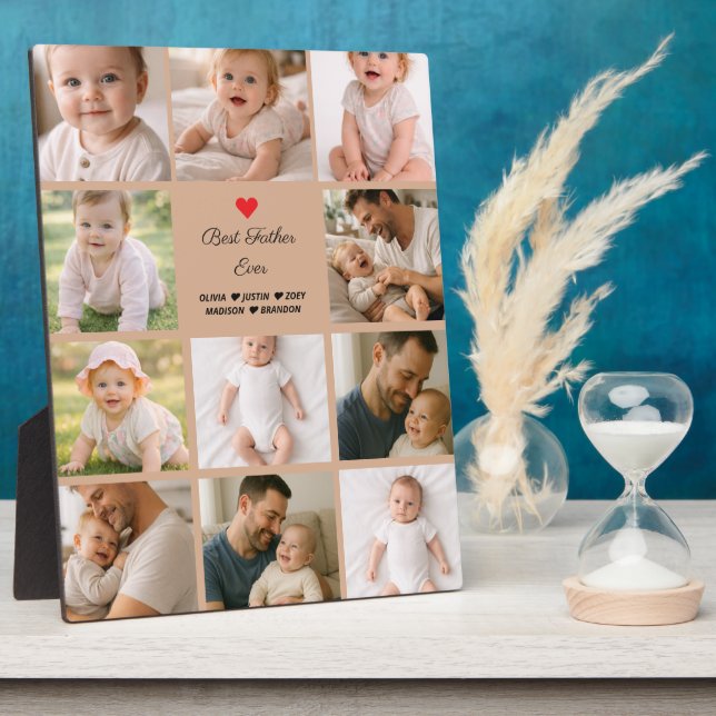 Bester Vater überhaupt Fotocollage | Personalisier Fotoplatte (Seite)