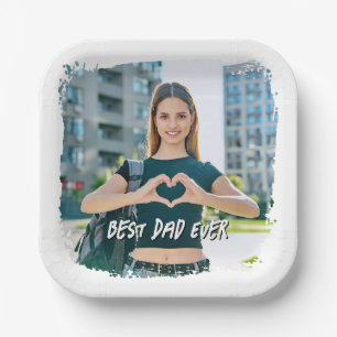 Bester Vater überhaupt Grunge-Rahmen-Foto Pappteller