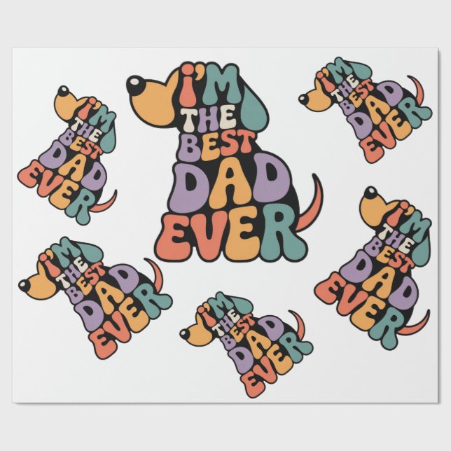 Bester Vater überhaupt Hund Grafik  Geschenkpapier (Flach)