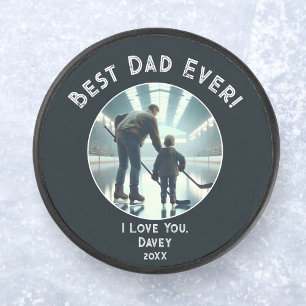 Bester Vater überhaupt! Ich liebe dich Foto zum Va Eishockey Puck