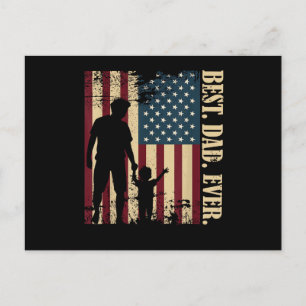 Bester Vater überhaupt mit uns Amerikanische Flagg Feiertagspostkarte