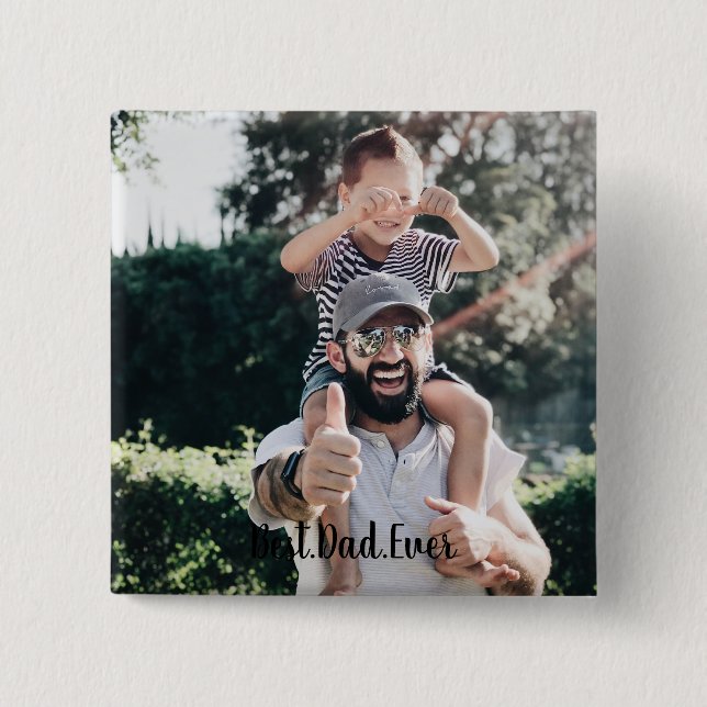 Bester Vater überhaupt moderne Fotocollage Button (Vorderseite)