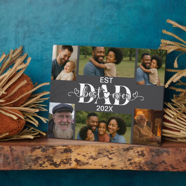 Bester Vater überhaupt – Personalisierte Fotocolla Fotoplatte (Seite)