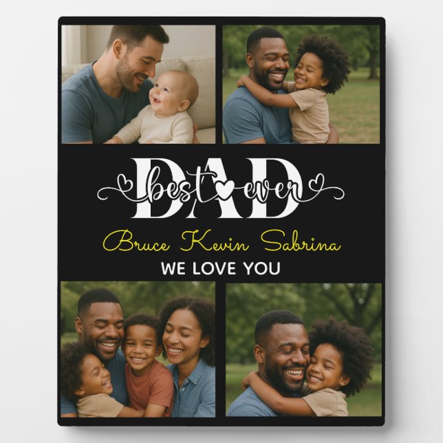 Bester Vater überhaupt Personalisierte Fotocollage Fotoplatte (Vorderseite)