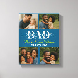 Bester Vater überhaupt personalisierte Fotocollage Leinwanddruck