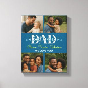Bester Vater überhaupt personalisierte Fotocollage Leinwanddruck