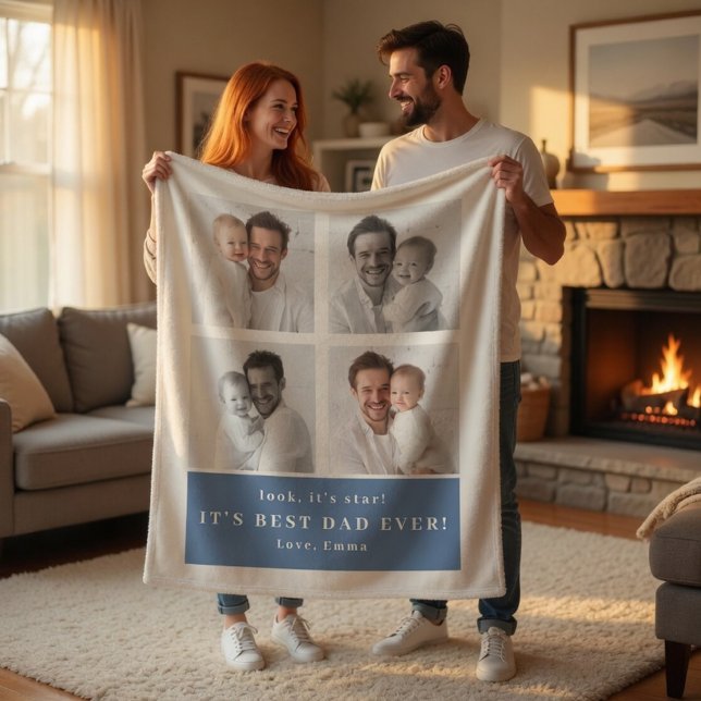 Bester Vater überhaupt personalisierte Fotodecke | Fleecedecke (Von Creator hochgeladen)