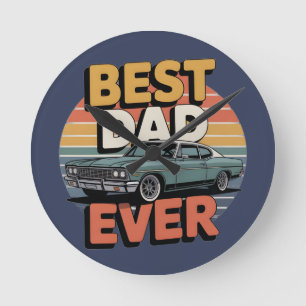 Bester Vater überhaupt Retro Vintage Türkis Muscle Runde Wanduhr