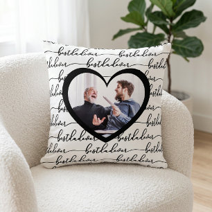 Bester Vater überhaupt Schrift Schwarz Weiß Foto Kissen