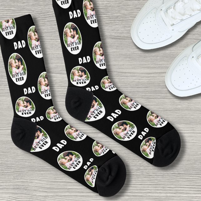 Bester Vater überhaupt Schwarzes Foto Socken (Best Dad Ever Black Photo Socks)