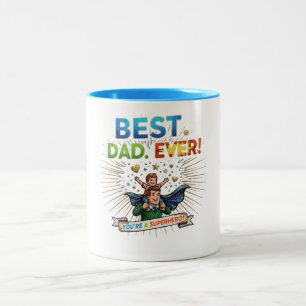 Bester Vater überhaupt Superheld Vatertag Illustra Zweifarbige Tasse