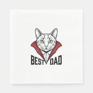 Bester Vater Vampir Katze Vintage Gravur Design_1 Serviette
