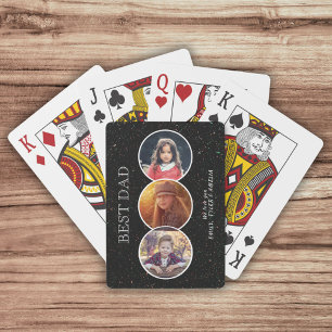Bester Vater Vatertag 3 Oval Foto Collage Spielkarten