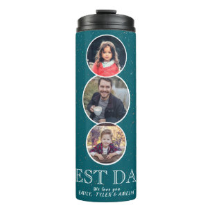 Bester Vater Vatertag 3 Oval-Foto-Collage Thermosbecher
