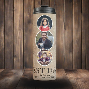 Bester Vater Vatertag 3 Oval-Foto-Collage Thermosbecher