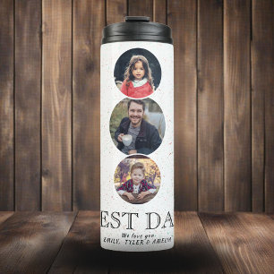 Bester Vater Vatertag 3 Oval Foto Collage Thermosbecher