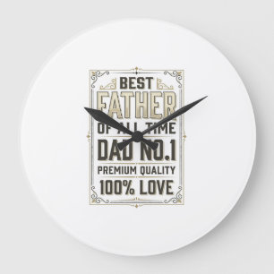 Bester Vater Vintage Gravur Typografisches Hemd De Große Wanduhr