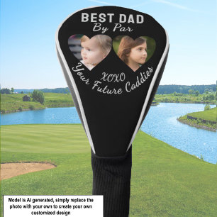 Bester Vater von Par 2 Kinder Foto Collage Golfer Golf Headcover