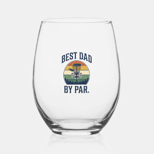 Bester Vater von Par Disc Golf Vintage-Sonnenunter Weinglas Ohne Stiel