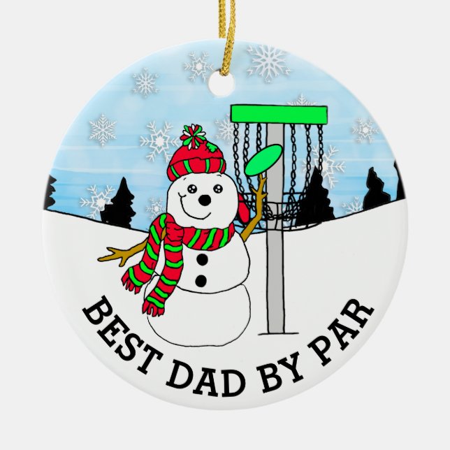 Bester Vater von Par Disk Golf Weihnachten Keramik Ornament (Vorne)
