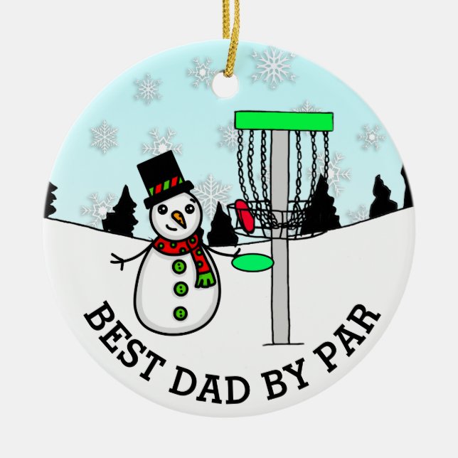 Bester Vater von Par Disk Golf Weihnachten Keramik Ornament (Vorne)