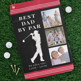 Bester Vater von Par Foto Collage Vatertag Geschen Golfhandtuch