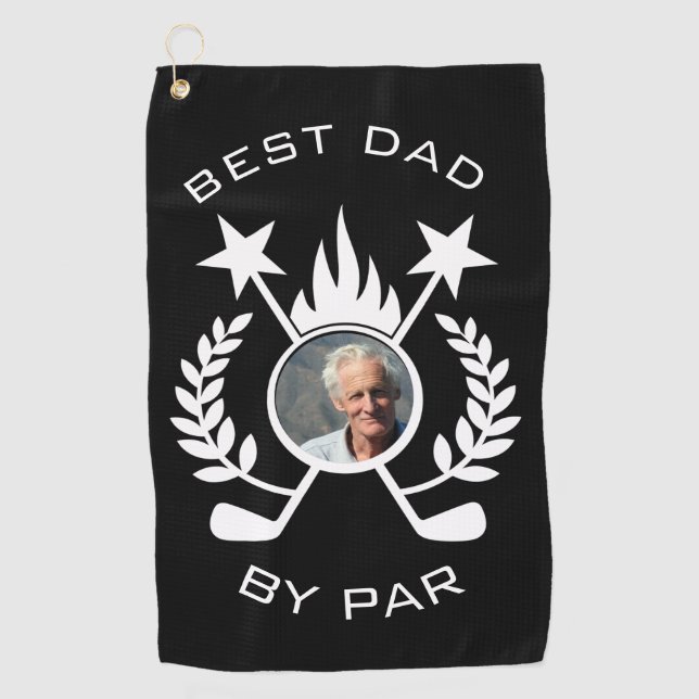 Bester Vater von Par Foto Vater's Gift Golf Handtu Golfhandtuch (Vorderseite)