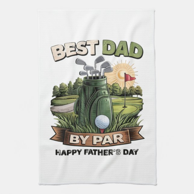 Bester Vater von Par Golf-Vater Lustig Geschirrtuch (Vertikal)