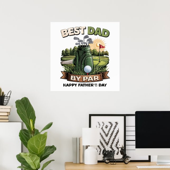 Bester Vater von Par Golf-Vater Lustig Poster (Heimbüro)