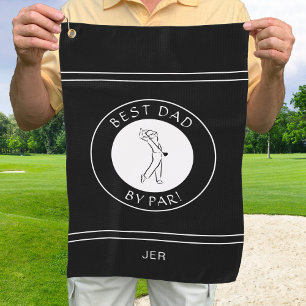 Bester Vater von Par Golfer Pro Lustig Schwarz Wei Golfhandtuch