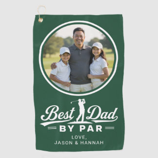 Bester Vater von Par Golfer Vater Foto Modern Grün Golfhandtuch