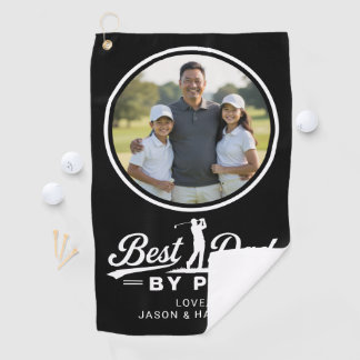 Bester Vater von Par Golfer Vater Foto Modern Schw Golfhandtuch