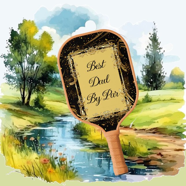 Bester Vater von Par Moderne Kalligraphie, seidig  Pickleball Schläger (Best Dad By Par Modern Calligraphy Leafy Swirl Fun Pickleball Paddle)