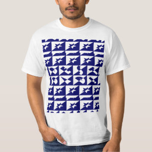 Bester Vater Wild Textmuster & Sterne Blau & Weiß T-Shirt