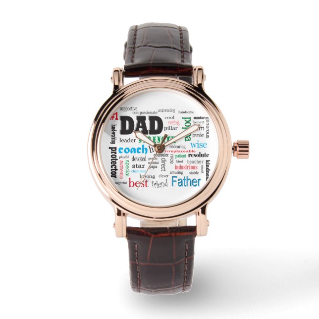 Bester Vater Word Cloud Armbanduhr (Vorderseite)