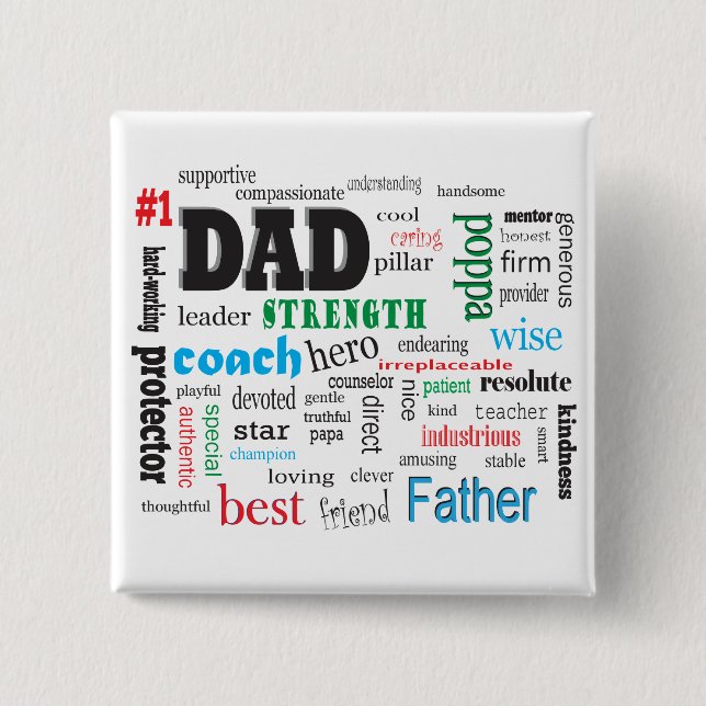 Bester Vater Word Cloud Button (Vorderseite)