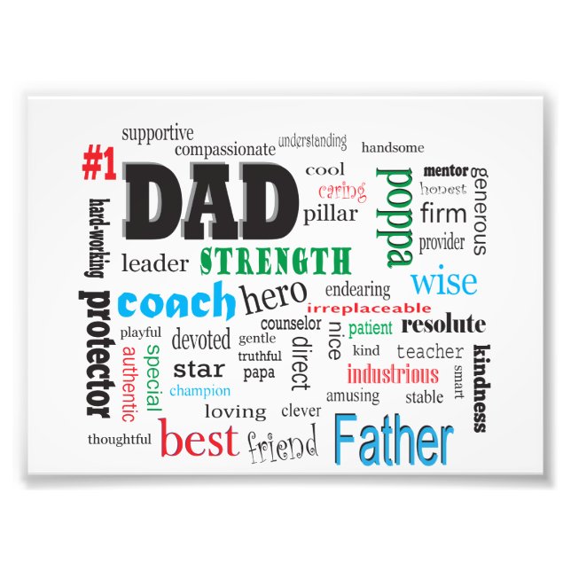 Bester Vater Word Cloud Fotodruck (Vorne)