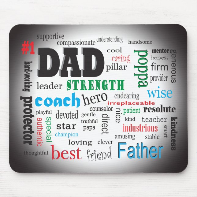 Bester Vater Word Cloud Mousepad (Vorne)