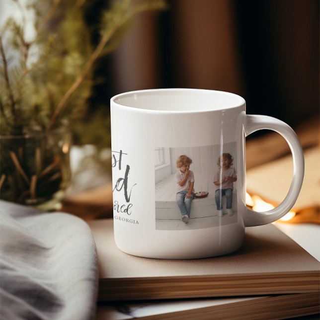 Bester Vater | Zwei-handgeschriebene FotoCollage Kaffeetasse (Von Creator hochgeladen)