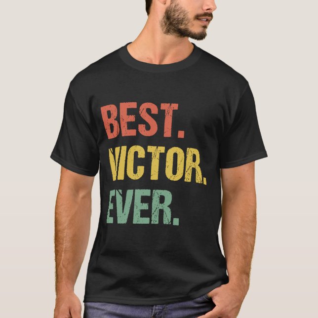 Bester Victor je Retro Name Spaß Nickname T-Shirt (Vorderseite)