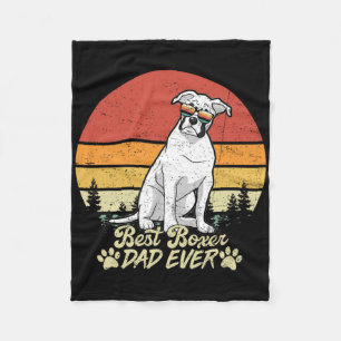 Bester weißer Boxer Vater je Vintager Retro Hund V Fleecedecke