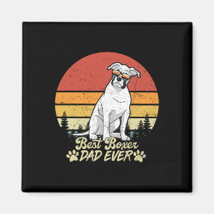 Bester weißer Boxer Vater je Vintager Retro Hund V Magnet