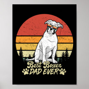 Bester weißer Boxer Vater je Vintager Retro Hund V Poster
