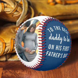 Bester werdender Papa 2 Foto Erster Vatertag Blau Baseball