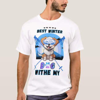 Bester-Winter-Mit Meinem-Hund-Cute Skifahrender-We T-Shirt