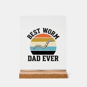 Bester Wurm-Vater Aller Zeiten Vintage Wurm-Shirt  Acrylschild