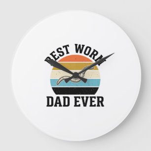 Bester Wurm-Vater Aller Zeiten Vintage Wurm-Shirt  Große Wanduhr