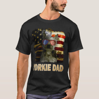 Bester Yorkie-Vater überhaupt Amerikanische Flagge T-Shirt