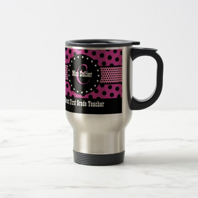 Bestes 1. GRAD-LEHRER Monogramm-Rosa kopiert V01 Reisebecher (Rechts)