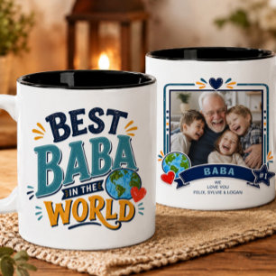 Bestes Baba der Welt Foto-Tasse Zweifarbige Tasse